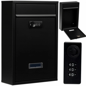 Skrzynka na listy pocztowa na gazety, ulotki czarna na szyfr zamek kod